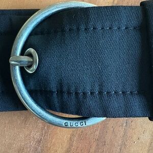 Gucci Black Belt with Silver-Tone Ring Buckle